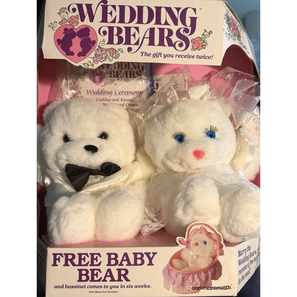 Commonwealth Wedding Bears Bride Groom Teddy Bears NOS New In Box Vintage 1985